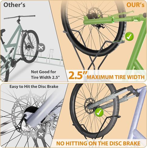 رف وقوف السيارات للدراجات لدراجات 2 ، رف منظم تخزين الدورة المحمولة مع 2 خطاف ، للمرآب/المنزل/الاستخدام الداخلي/الخارجي in Kuwait