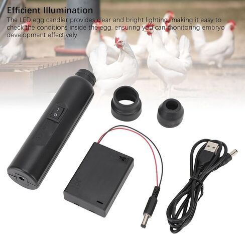 LED Egg Candler, Portable Candling Light Tester Cool Light Incubator Tester Lamp with USB Cable for All Eggs Type Monitor The Development of The Embryo Within Eggs in Saudi Arabia