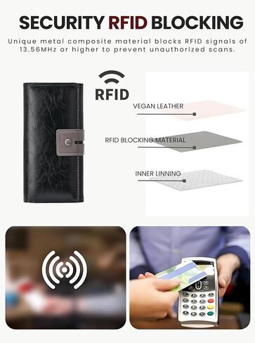 Wallet for Women RFID Blocking Leather Purses Credit Card Holder Ladies Bifold Large Capacity Long Purse in Saudi Arabia