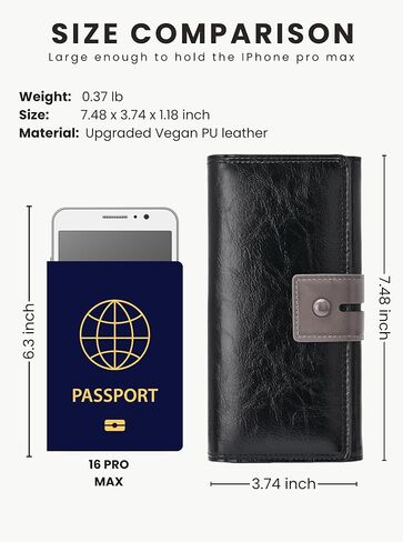 Wallet for Women RFID Blocking Leather Purses Credit Card Holder Ladies Bifold Large Capacity Long Purse in Saudi Arabia