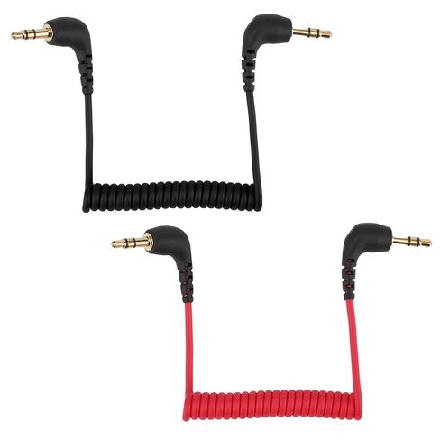 2pcs 3.5mm TRS Microphone Cable, Coiled Male to Male Audio Patch Cord Compatible with DSLR Cameras DJI Mic 2 & Rode Microphone Wireless Pro Adapter Accessories (Red, Black, Gray) in Saudi Arabia