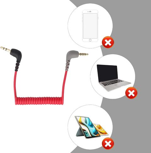 2pcs 3.5mm TRS Microphone Cable, Coiled Male to Male Audio Patch Cord Compatible with DSLR Cameras DJI Mic 2 & Rode Microphone Wireless Pro Adapter Accessories (Red, Black, Gray) in Saudi Arabia