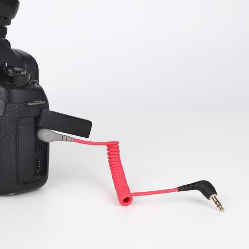 2pcs 3.5mm TRS Microphone Cable, Coiled Male to Male Audio Patch Cord Compatible with DSLR Cameras DJI Mic 2 & Rode Microphone Wireless Pro Adapter Accessories (Red, Black, Gray) in Saudi Arabia