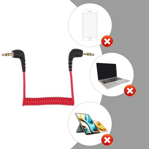 2pcs 3.5mm TRS Microphone Cable, Coiled Male to Male Audio Patch Cord Compatible with DSLR Cameras DJI Mic 2 & Rode Microphone Wireless Pro Adapter Accessories (Red, Black, Gray) in Saudi Arabia