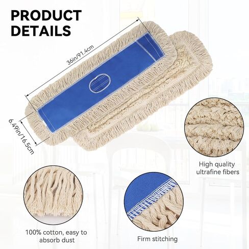 36 بوصة رأس ممسحة رأس الممسحة: عبوات رأس ممسحة غبار الألياف الدقيقة ، استبدال كاسحة الرأس التجاري التجاري التجاري للتجارة الصناعية للوازم الحارس وتنظيف الأرضيات الصلبة ، الأزرق (3 عبوات） in Kuwait