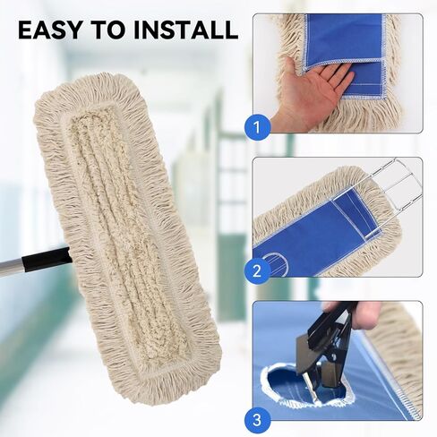 36 بوصة رأس ممسحة رأس الممسحة: عبوات رأس ممسحة غبار الألياف الدقيقة ، استبدال كاسحة الرأس التجاري التجاري التجاري للتجارة الصناعية للوازم الحارس وتنظيف الأرضيات الصلبة ، الأزرق (3 عبوات） in Kuwait
