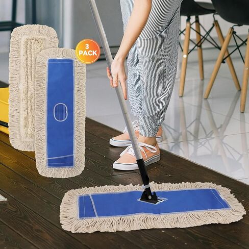 36 بوصة رأس ممسحة رأس الممسحة: عبوات رأس ممسحة غبار الألياف الدقيقة ، استبدال كاسحة الرأس التجاري التجاري التجاري للتجارة الصناعية للوازم الحارس وتنظيف الأرضيات الصلبة ، الأزرق (3 عبوات） in Kuwait