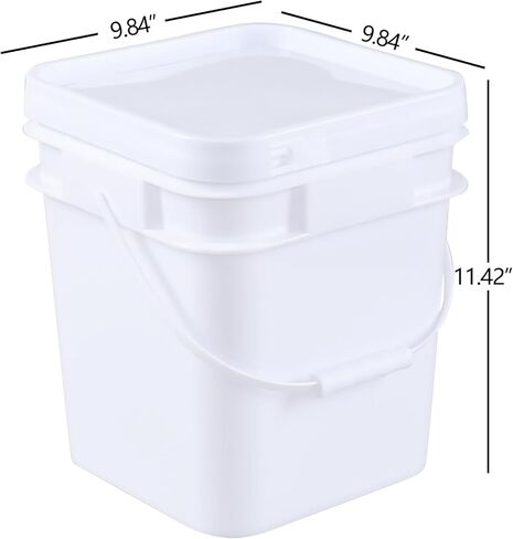 Zopnny 3 Gallon Square Food Grade Bucket Pail with Lid, Multifunctional Industrial Bucket Container for Storing Dry Food Charcoal Camping Fishing (Pack of 4) in Kuwait