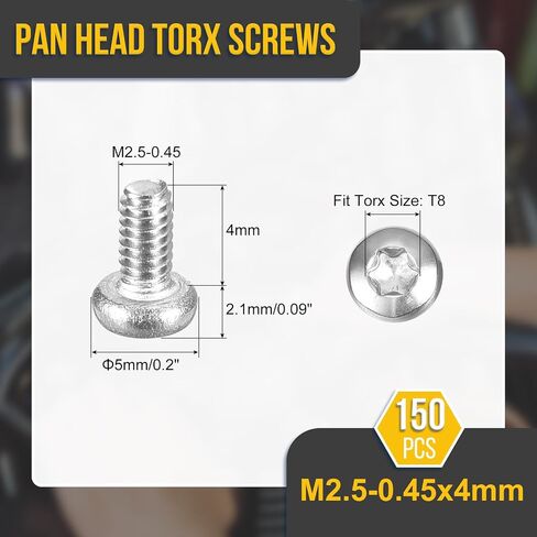 M5x20mm Pan Head Torx Security Screw - 25pack - جيد للآلات - 304 زر الفولاذ المقاوم للصدأ الرأس Torx Bolt Star Drive السحابات - نغمة الفضة in Kuwait