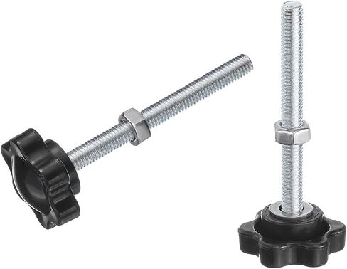 uxcell 20pcs Star Clamping Knobs with Nuts Washers, M6 x 30mm Metric Zinc Plated Carbon Steel Male Thread 25mm 6-Star Plastic Head, Threaded Stud Hand Knobs Handles Thumb Screws, Black in Kuwait