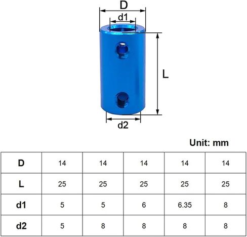 Coupling D14L25 5 * 5 5 * 6 5 * 8 6 * 8 8 * 8 Shaft CNC Coupler Aluminium Alloy 1Pcs(5mm to 5mm) in Saudi Arabia