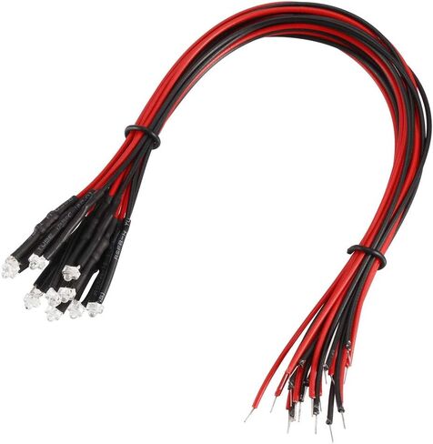 uxcell 20Pcs 1.8mm Pre Wired LED, Warm White DC6-12V Clear Lens, Light Emitting Diodes in Saudi Arabia