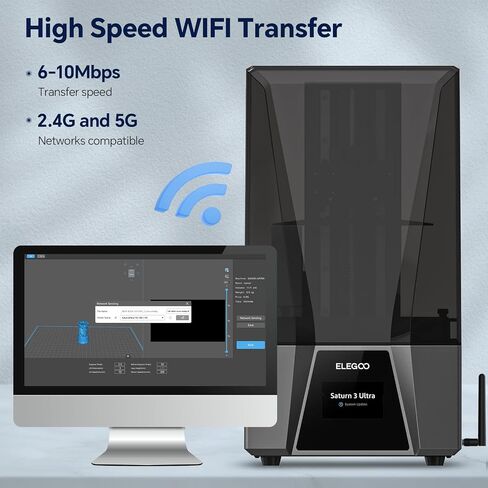 ELEGOO Saturn 4 Ultra 16K Resin 3D Printer, Fast Printing up to 150mm/h, 16K Ultra High Resolution, Automatic Leveling, Smart Mechanical Sensor, AI Camera, Large Printing Size 211.68*118.37*220mm³ in Saudi Arabia