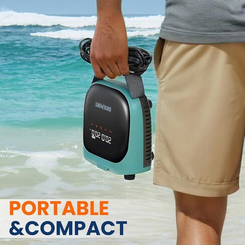 Overmont Paddle Board Pump Electric Portable, 20PSI SUP Air Pump with Auto-Off, Fast Dual Stage Inflation & Deflation, LCD Display, 12V Car Adapter for Inflatables, Kayaks, Boats, Tents in Kuwait