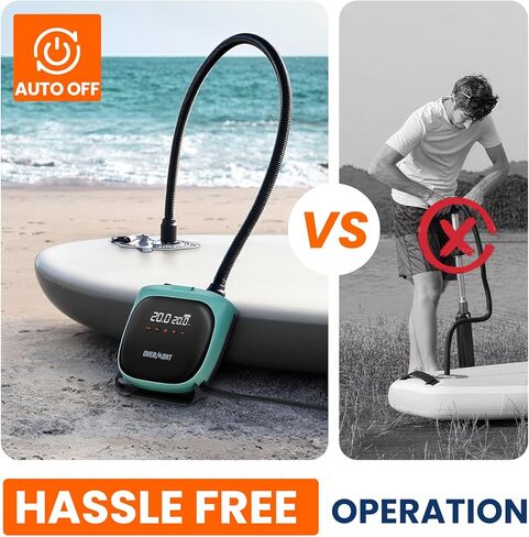 Overmont Paddle Board Pump Electric Portable, 20PSI SUP Air Pump with Auto-Off, Fast Dual Stage Inflation & Deflation, LCD Display, 12V Car Adapter for Inflatables, Kayaks, Boats, Tents in Kuwait