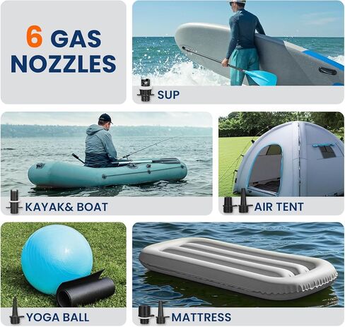 Overmont Paddle Board Pump Electric Portable, 20PSI SUP Air Pump with Auto-Off, Fast Dual Stage Inflation & Deflation, LCD Display, 12V Car Adapter for Inflatables, Kayaks, Boats, Tents in Kuwait