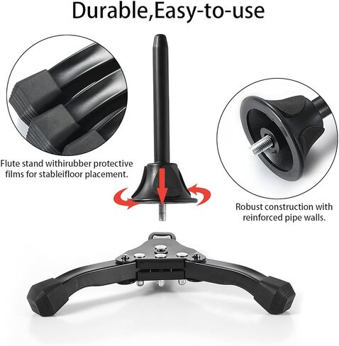 Portable Foldable Tripod Stand for Clarinet Flute Oboe Wind Instrument Ideal for Musicians on the Go Offering Easy Installation and Stable Support Comes in Black (Metal) in Saudi Arabia