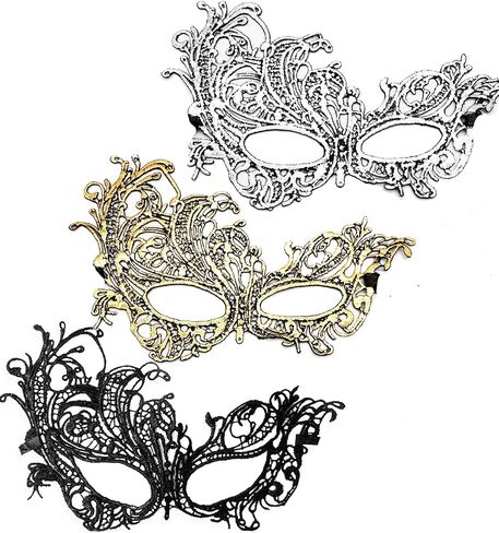 Black Gold Lace Masks Masquerade Masks for Women Couples,Men Mardi Gras Mask,Adults Party Costume Venetian Dress in Kuwait