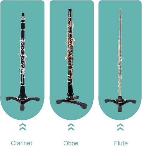 Portable Foldable Tripod Stand for Clarinet Flute Oboe Wind Instrument Ideal for Musicians on the Go Offering Easy Installation and Stable Support Comes in Black (Metal) in Saudi Arabia