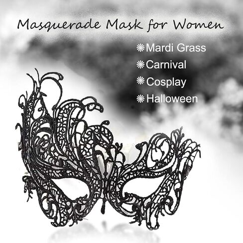 Black Gold Lace Masks Masquerade Masks for Women Couples,Men Mardi Gras Mask,Adults Party Costume Venetian Dress in Kuwait