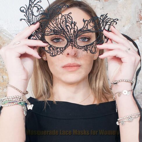 Black Gold Lace Masks Masquerade Masks for Women Couples,Men Mardi Gras Mask,Adults Party Costume Venetian Dress in Kuwait