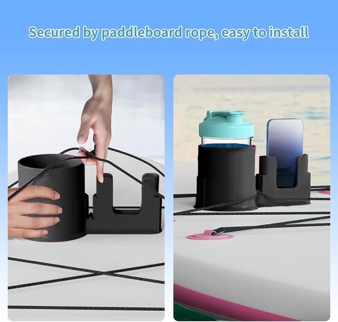Paddleboard Cup Holder，Non-Tipping Kayak Cup Paddle Board and Stand Up Paddle Board Accessories，2 in 1 Stand Up Paddleboard Drink Holder for Types of Cup Bottle Drink & Phone Holder in Saudi Arabia