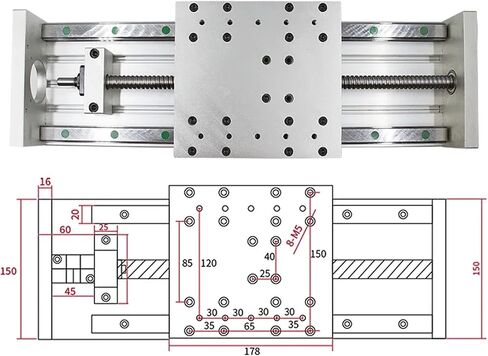 1PC Aluminum Plate Module Z Axis Motion Table CNC GX150 Sliding Stage Sliding Table Aluminum Plate Module GX150 Accessories in Saudi Arabia