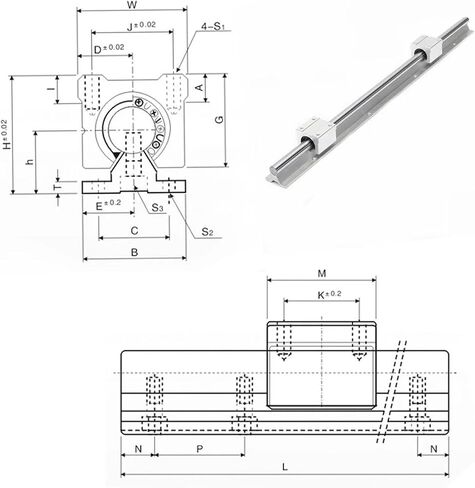 2Pcs SBR25 Linear Rail Guide 400 500 600 800 1000 1200 1500mm + 4pcs SBR25UU Linear Bearing Block Linear Rail Set CNC Part(400mm) in Saudi Arabia