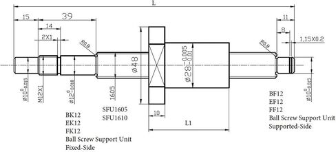 SFU1605 Ball Screw 300 Mm +BKBF12 End Support Block+1605 Nut Housing + 4PCS SBR16 Linear Rail Support +SBR16UU for XYZ CNC Parts(1605-850 SBR16-800) in Saudi Arabia