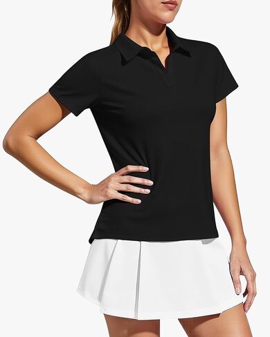 Stelle Women's V Neck Golf Polo Shirts UPF 50+ Short Sleeve Tennis Shirt Collared Workout Tops Quick Dry in Kuwait