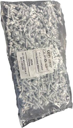 Metal Roofing Screws with Washer (250/Bag) | #10 1/4" Hex Head Self Starting Roofing Screws with EPDM Washer & White Painted Head in Saudi Arabia