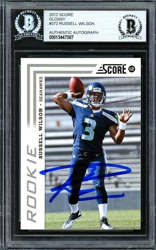 Russell Wilson موقعة 2012 بطاقة لامعة الصاعد #372 Seattle Seahawks Beckett BAS #13447087 - بطاقات الصاعد الموقعة لكرة القدم in Saudi Arabia