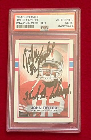 JOHN TAYLOR 49ERS Signed 1989 TOPPS RC Rookie Card PSA 84929424 - Football Slabbed Autographed Rookie Cards in Saudi Arabia