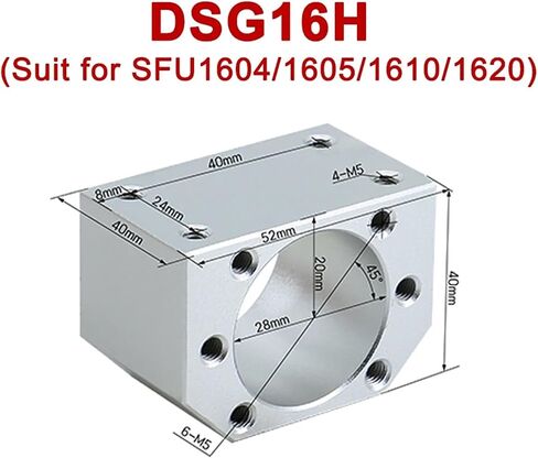 1pc ballscrew Nut Housing DSG12H DSG16H DSG20H DSG25H DSG32H NUT حامل للكرة SFU1605/2005/2505 (DSG12H) in Saudi Arabia