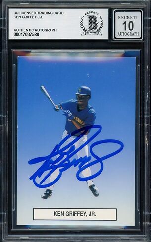 Ken Griffey Jr. Autographed 1989 Premier Player Rookie Card #1 Seattle Mariners Auto Grade Gem Mint 10 Beckett BAS #17037588 - Baseball Slabbed Autographed Rookie Cards in Kuwait