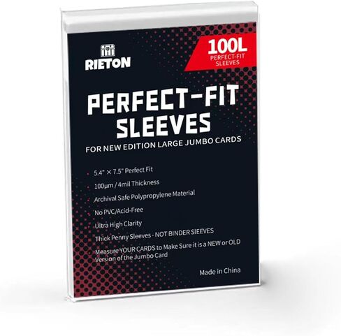 Jumbo Card Sleeves Size L -5.4'' x 7.4'', 100 Micron Exact Fit Sleeves for Jumbo Cards L (100 Pack) in Kuwait