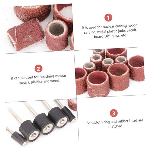 didiseaon 20pcs ورقة الصنفرة المعدنية مجموعة الصنفرة حلقة الرملي الرأس الرأس المطاط in Kuwait