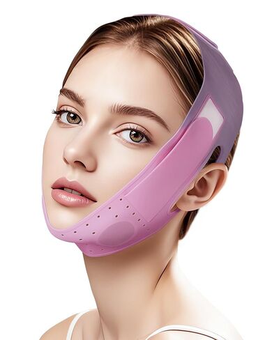 Reusable V Line Silicone Face Strap, Soft Silicone Chin Strap for Women 23-27 Inches (Rose Red) in Saudi Arabia