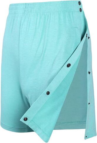 Landofgenie Mens Tear Away Shorts Post Surgery Recovery Pants Adaptive Clothing Both Sides Snap with Pockets for Leg Injures in Saudi Arabia