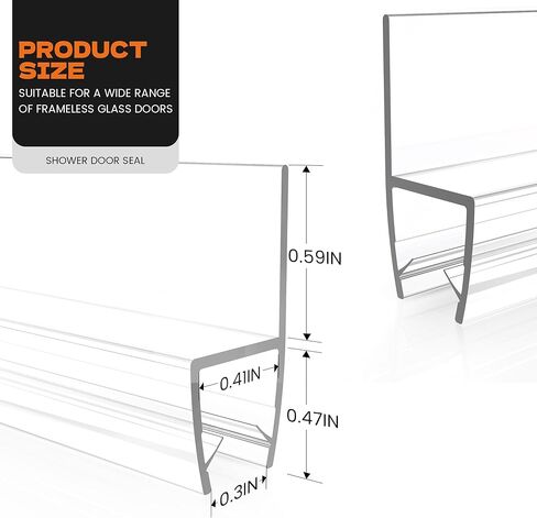 2pcs 78 "شريط ختم جانب باب دش ل 3/8" (10 مم) الزجاج بدون إطار ، واضحة المسح الدش المضاد للماء PVC ، يسهل تثبيته ، لا ملصق مطلوبة ، قابلة للشفاء ودائم للوقاية من التسرب in Kuwait