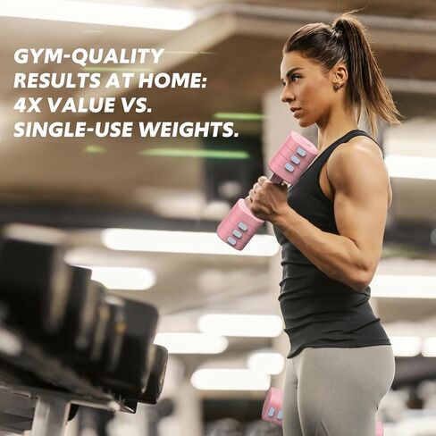 Adjustable Dumbbell Set of 2, 4 in 1 Free Weights Dumbbells Set for Women with Fast Adjustment, Each 2lb 3lb 4lb 5lb Hand Weights Set for Home Gym & Outdoor Exercise Training in Kuwait