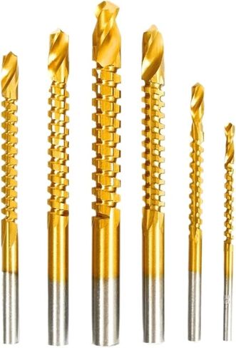 3/4/5/6/6.5/8mm Drill Bits Set HSS Composite Screw Tap Carpenter Woodworking Plastic Metal Hole Grooving Tools 1Pcs(3-8mm(6PCS)) in Kuwait