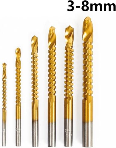 3/4/5/6/6.5/8mm Drill Bits Set HSS Composite Screw Tap Carpenter Woodworking Plastic Metal Hole Grooving Tools 1Pcs(3-8mm(6PCS)) in Kuwait