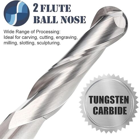2 Flute Ball Nose End Mill 3.175 4 6 8 10 12mm Shank CNC Engraving Bit Carbide End Mill Wood Milling Cutter 1Pcs(12x12x35x75mm) in Saudi Arabia
