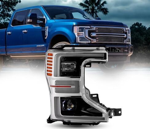 Headlamp Replacement For Ford F-250 Super Duty 2020 2021 2022 LED Headlight Assembly With Bulbs, Right/Passenger Side, LC3Z-13008-L / LC3Z13008L / FO2503410 DOT/SAE Compliant in Kuwait
