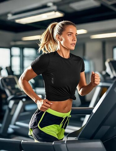 قمصان الجري النسائية قصيرة الأكمام بعامل حماية من أشعة الشمس 50+، حماية من الشمس، عامل حماية من الشمس (SPF)، سريع الجفاف، تي شيرت رياضي للتمرين in Kuwait