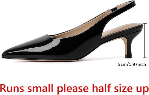 Kitten Heels for Women Closed Pointed Toe Kitty Slingback Dressy Low Heeled Pumps Fashion Casual Herls Bridal Dress Shoes in Kuwait