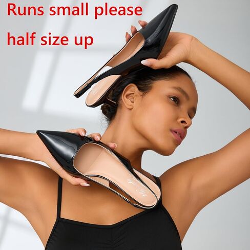 Kitten Heels for Women Closed Pointed Toe Kitty Slingback Dressy Low Heeled Pumps Fashion Casual Herls Bridal Dress Shoes in Kuwait