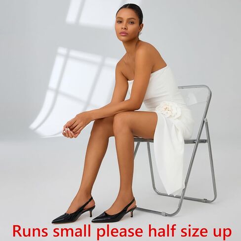 Kitten Heels for Women Closed Pointed Toe Kitty Slingback Dressy Low Heeled Pumps Fashion Casual Herls Bridal Dress Shoes in Kuwait