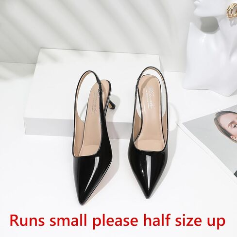 Kitten Heels for Women Closed Pointed Toe Kitty Slingback Dressy Low Heeled Pumps Fashion Casual Herls Bridal Dress Shoes in Kuwait